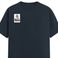 Female Classic Crew T-Shirt | Regular Fit | 180 GSM Bio-Washed Cotton Blend | Pre-Shrunk, Double-Stitched | Women | Personalized | Typography | Dinosaurs | Tea | Everyday | Humorous | Drink Tea, Avoid Extinction - right pocket - Navy Blue - mockup 4