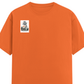 Female Classic Crew T-Shirt | Regular Fit | 180 GSM Bio-Washed Cotton Blend | Pre-Shrunk, Double-Stitched | Women | Personalized | Typography | Dinosaurs | Tea | Everyday | Humorous | Drink Tea, Avoid Extinction - right pocket - Orange - mockup 4