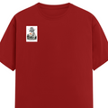 Female Classic Crew T-Shirt | Regular Fit | 180 GSM Bio-Washed Cotton Blend | Pre-Shrunk, Double-Stitched | Women | Personalized | Typography | Dinosaurs | Tea | Everyday | Humorous | Drink Tea, Avoid Extinction - right pocket - Red - mockup 4