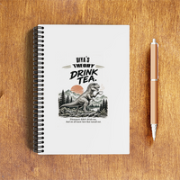 A5 Notepad | 120 Pages, Ruled/Unruled | 70 GSM Natural Shade Paper, 300 GSM Cover | Wire Bound | Everyday Use | Personalized | Typography | Dinosaurs | Tea | Everyday | Humorous | Drink Tea, Avoid Extinction