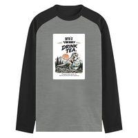 Male Raglan T-Shirt | Men's Regular Fit | 180 GSM Bio-Washed Fabric | Double Stitched, Ribbed Neck | Personalized | Typography | Dinosaurs | Tea | Everyday | Humorous | Drink Tea, Avoid Extinction