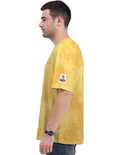 Tie Dye Oversized T-Shirt | Relaxed Fit | 90% Cotton, 10% Polyester | Handcrafted Unique Style | Unisex | Personalized | Typography | Dinosaurs | Tea | Everyday | Humorous | Drink Tea, Avoid Extinction - left sleeve - mockup 5