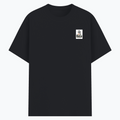 Basic T-Shirt | Unisex Fit | Poly-Cotton Blend | Soft Finish, Durable | Adults | Personalized | Typography | Dinosaurs | Tea | Everyday | Humorous | Drink Tea, Avoid Extinction - left pocket - Black melange - mockup 3