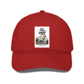 Classic Trucker Cap | Adjustable Fit | Unisex | Breathable Cotton Blend & Mesh Snapback | Personalized | Typography | Dinosaurs | Tea | Everyday | Humorous | Drink Tea, Avoid Extinction - front - Red - mockup 1