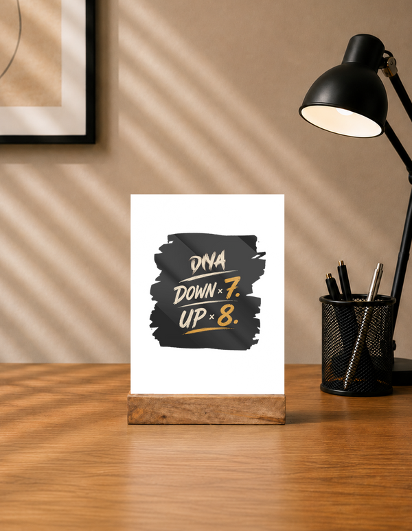 Acrylic Photo Frame with Stand | 5x7 Inch | Acrylic & Wood | UV Printed Tabletop Display | Universal | Personalized | Typography | Motivation | Everyday | Empowering | Fall Seven, Rise Eight