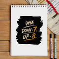 Sketchbook | A5 Size | 140 GSM Paper | Spiral Bound | Unisex | Personalized | Typography | Motivation | Everyday | Empowering | Fall Seven, Rise Eight - front - White - mockup 1