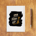 Sketchbook | A5 Size | 140 GSM Paper | Spiral Bound | Unisex | Personalized | Typography | Motivation | Everyday | Empowering | Fall Seven, Rise Eight - back - White - mockup 2