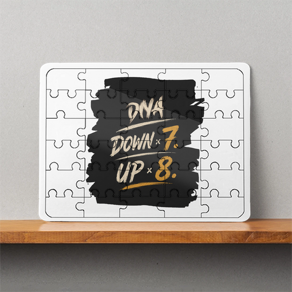 MDF Wooden Puzzle | 6x8 Inch 30 Pieces | Glossy Finish | Durable, Waterproof | Kids & Adults | Personalized | Typography | Motivation | Everyday | Empowering | Fall Seven, Rise Eight