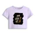 Female Baby Tee | Cropped Fit | Cotton Spandex Blend | Stretchy & Breathable | Women | Personalized | Typography | Motivation | Everyday | Empowering | Fall Seven, Rise Eight - front - Lavender - mockup 1