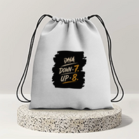 Drawstring Bag | 280 GSM | Durable Cotton | Secure Closure | Unisex | Personalized | Typography | Motivation | Everyday | Empowering | Fall Seven, Rise Eight