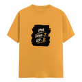 Male Classic Crew T-Shirt | Men's Regular Fit | 180 GSM Bio-Washed Cotton | Pre-Shrunk, Double-Stitched | Personalized | Typography | Motivation | Everyday | Empowering | Fall Seven, Rise Eight - front - Golden Yellow - mockup 1