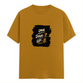 Male Classic Crew T-Shirt | Men's Regular Fit | 180 GSM Bio-Washed Cotton | Pre-Shrunk, Double-Stitched | Personalized | Typography | Motivation | Everyday | Empowering | Fall Seven, Rise Eight - front - Mustard Yellow - mockup 1