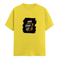 Male Classic Crew T-Shirt | Men's Regular Fit | 180 GSM Bio-Washed Cotton | Pre-Shrunk, Double-Stitched | Personalized | Typography | Motivation | Everyday | Empowering | Fall Seven, Rise Eight - front - New Yellow - mockup 1
