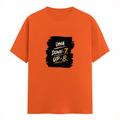 Male Classic Crew T-Shirt | Men's Regular Fit | 180 GSM Bio-Washed Cotton | Pre-Shrunk, Double-Stitched | Personalized | Typography | Motivation | Everyday | Empowering | Fall Seven, Rise Eight - front - Orange - mockup 1
