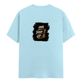 Male Classic Crew T-Shirt | Men's Regular Fit | 180 GSM Bio-Washed Cotton | Pre-Shrunk, Double-Stitched | Personalized | Typography | Motivation | Everyday | Empowering | Fall Seven, Rise Eight - back - Baby Blue - mockup 2