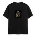 Male Classic Crew T-Shirt | Men's Regular Fit | 180 GSM Bio-Washed Cotton | Pre-Shrunk, Double-Stitched | Personalized | Typography | Motivation | Everyday | Empowering | Fall Seven, Rise Eight - back - Black - mockup 2