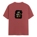 Male Classic Crew T-Shirt | Men's Regular Fit | 180 GSM Bio-Washed Cotton | Pre-Shrunk, Double-Stitched | Personalized | Typography | Motivation | Everyday | Empowering | Fall Seven, Rise Eight - back - Coral - mockup 2