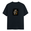 Male Classic Crew T-Shirt | Men's Regular Fit | 180 GSM Bio-Washed Cotton | Pre-Shrunk, Double-Stitched | Personalized | Typography | Motivation | Everyday | Empowering | Fall Seven, Rise Eight - back - Navy Blue - mockup 2