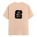 Male Classic Crew T-Shirt | Men's Regular Fit | 180 GSM Bio-Washed Cotton | Pre-Shrunk, Double-Stitched | Personalized | Typography | Motivation | Everyday | Empowering | Fall Seven, Rise Eight - back - Peach - mockup 2