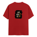 Male Classic Crew T-Shirt | Men's Regular Fit | 180 GSM Bio-Washed Cotton | Pre-Shrunk, Double-Stitched | Personalized | Typography | Motivation | Everyday | Empowering | Fall Seven, Rise Eight - back - Red - mockup 2