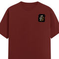Male Classic Crew T-Shirt | Men's Regular Fit | 180 GSM Bio-Washed Cotton | Pre-Shrunk, Double-Stitched | Personalized | Typography | Motivation | Everyday | Empowering | Fall Seven, Rise Eight - left pocket - Brick Red - mockup 3