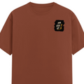 Male Classic Crew T-Shirt | Men's Regular Fit | 180 GSM Bio-Washed Cotton | Pre-Shrunk, Double-Stitched | Personalized | Typography | Motivation | Everyday | Empowering | Fall Seven, Rise Eight - left pocket - Copper - mockup 3
