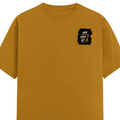Male Classic Crew T-Shirt | Men's Regular Fit | 180 GSM Bio-Washed Cotton | Pre-Shrunk, Double-Stitched | Personalized | Typography | Motivation | Everyday | Empowering | Fall Seven, Rise Eight - left pocket - Mustard Yellow - mockup 3