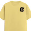 Male Classic Crew T-Shirt | Men's Regular Fit | 180 GSM Bio-Washed Cotton | Pre-Shrunk, Double-Stitched | Personalized | Typography | Motivation | Everyday | Empowering | Fall Seven, Rise Eight - left pocket - Yellow - mockup 3