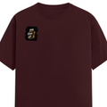 Male Classic Crew T-Shirt | Men's Regular Fit | 180 GSM Bio-Washed Cotton | Pre-Shrunk, Double-Stitched | Personalized | Typography | Motivation | Everyday | Empowering | Fall Seven, Rise Eight - right pocket - Maroon - mockup 4
