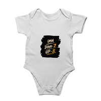 Baby Romper | 0-12 Months | 180 GSM Bio-Washed Cotton | Double-Stitched, Pre-Shrunk | Unisex | Personalized | Typography | Motivation | Everyday | Empowering | Fall Seven, Rise Eight
