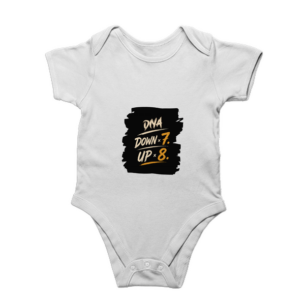 Baby Romper | 0-12 Months | 180 GSM Bio-Washed Cotton | Double-Stitched, Pre-Shrunk | Unisex | Personalized | Typography | Motivation | Everyday | Empowering | Fall Seven, Rise Eight