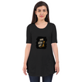 Maternity T-Shirt Dress | Women's Regular Fit | Bio-Washed Cotton Blend | Double-Stitched Comfort | Female | Personalized | Typography | Motivation | Everyday | Empowering | Fall Seven, Rise Eight - front - Black - mockup 1