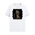 Ringer T-Shirt | Unisex Fit | 100% Cotton | Bio-Washed, Pre-Shrunk, Rib Neck | Adults | Personalized | Typography | Royalty | Power | Everyday | Empowering | The Crowned Warrior - front - White Black - mockup 1