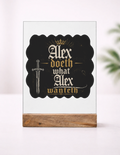 Acrylic Photo Frame with Stand | 5x7 Inch | Acrylic & Wood | UV Printed Tabletop Display | Universal | Personalized | Typography | Royalty | Power | Everyday | Empowering | The Crowned Warrior - front_1 - mockup 2