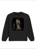 Oversized Sweatshirt | Relaxed Fit Unisex | 90% Cotton 10% Polyester 400 GSM | Pre-Shrunk Drop Shoulder | Unisex | Personalized | Typography | Royalty | Power | Everyday | Empowering | The Crowned Warrior - front - Black - mockup 1