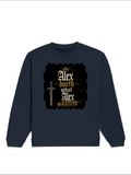 Oversized Sweatshirt | Relaxed Fit Unisex | 90% Cotton 10% Polyester 400 GSM | Pre-Shrunk Drop Shoulder | Unisex | Personalized | Typography | Royalty | Power | Everyday | Empowering | The Crowned Warrior - front - Navy Blue - mockup 1