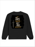 Oversized Sweatshirt | Relaxed Fit Unisex | 90% Cotton 10% Polyester 400 GSM | Pre-Shrunk Drop Shoulder | Unisex | Personalized | Typography | Royalty | Power | Everyday | Empowering | The Crowned Warrior - back - Black - mockup 2