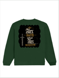 Oversized Sweatshirt | Relaxed Fit Unisex | 90% Cotton 10% Polyester 400 GSM | Pre-Shrunk Drop Shoulder | Unisex | Personalized | Typography | Royalty | Power | Everyday | Empowering | The Crowned Warrior - back - Bottle Green - mockup 2