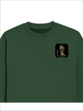 Oversized Sweatshirt | Relaxed Fit Unisex | 90% Cotton 10% Polyester 400 GSM | Pre-Shrunk Drop Shoulder | Unisex | Personalized | Typography | Royalty | Power | Everyday | Empowering | The Crowned Warrior - left pocket - Bottle Green - mockup 3