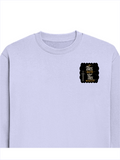Oversized Sweatshirt | Relaxed Fit Unisex | 90% Cotton 10% Polyester 400 GSM | Pre-Shrunk Drop Shoulder | Unisex | Personalized | Typography | Royalty | Power | Everyday | Empowering | The Crowned Warrior - left pocket - Lavender - mockup 3