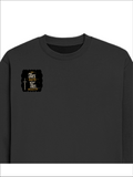 Oversized Sweatshirt | Relaxed Fit Unisex | 90% Cotton 10% Polyester 400 GSM | Pre-Shrunk Drop Shoulder | Unisex | Personalized | Typography | Royalty | Power | Everyday | Empowering | The Crowned Warrior - right pocket - Black - mockup 4