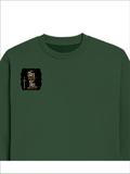 Oversized Sweatshirt | Relaxed Fit Unisex | 90% Cotton 10% Polyester 400 GSM | Pre-Shrunk Drop Shoulder | Unisex | Personalized | Typography | Royalty | Power | Everyday | Empowering | The Crowned Warrior - right pocket - Bottle Green - mockup 4