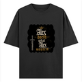 Oversized Classic T-Shirt | Unisex Relaxed Fit | 100% Super-Combed Cotton | Pre-Shrunk, Double-Stitched | Adults | Personalized | Typography | Royalty | Power | Everyday | Empowering | The Crowned Warrior - front - Black - mockup 1