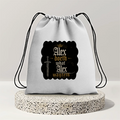 Drawstring Bag | 280 GSM | Durable Cotton | Secure Closure | Unisex | Personalized | Typography | Royalty | Power | Everyday | Empowering | The Crowned Warrior - front - mockup 1