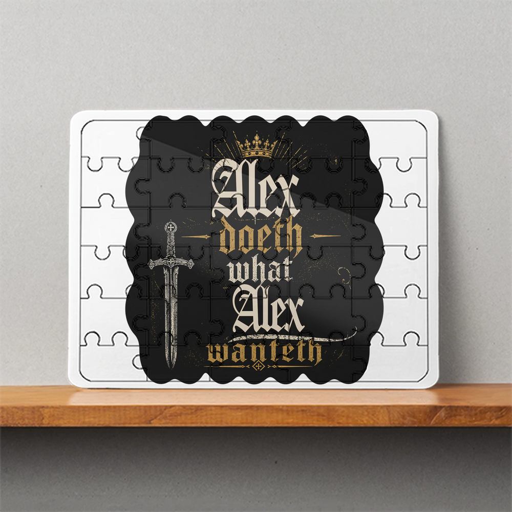 MDF Wooden Puzzle | 6x8 Inch 30 Pieces | Glossy Finish | Durable, Waterproof | Kids & Adults | Personalized | Typography | Royalty | Power | Everyday | Empowering | The Crowned Warrior - front - White - mockup 1
