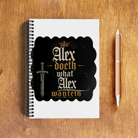 A5 Notepad | 120 Pages, Ruled/Unruled | 70 GSM Natural Shade Paper, 300 GSM Cover | Wire Bound | Everyday Use | Personalized | Typography | Royalty | Power | Everyday | Empowering | The Crowned Warrior - front - White - mockup 1