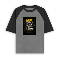 Unisex Oversized Raglan T-Shirt | Oversized Fit | 100% Bio-Washed Cotton | Ready | Two-Tone Design | Rib Neck | Unisex Adult | Personalized | Typography | Overcoming Adversity | Everyday Encouragement | Empowering | Face Your Fears