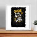 Framed Poster | Multiple Sizes | 300 GSM Art Paper | Laminated, Fade-Proof, 1-inch Frame | Unisex Home Decor | Personalized | Typography | Overcoming Adversity | Everyday Encouragement | Empowering | Face Your Fears - front_14x14In - 14x14In - mockup 9