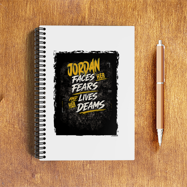 A5 Notepad | 120 Pages, Ruled/Unruled | 70 GSM Natural Shade Paper, 300 GSM Cover | Wire Bound | Everyday Use | Personalized | Typography | Overcoming Adversity | Everyday Encouragement | Empowering | Face Your Fears - front - White - mockup 1
