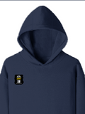 Pullover Hoodie | Unisex Regular Fit | Cotton Blend Tri-Layer | All-Season Comfort, Ribbed Cuffs | Adults | Personalized | Typography | Humor | Everyday | Humorous | Innocent By - right pocket - Navy Blue - mockup 4